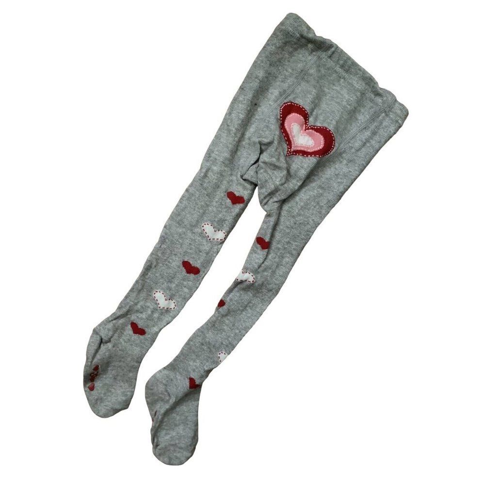 GAP Baby Gap Knit Tights Light Gray with Hearts